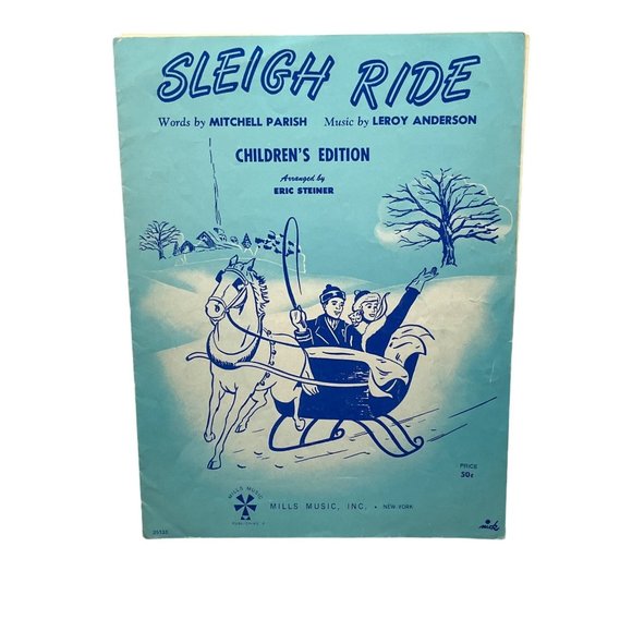 Sleigh Ride Vintage Piano Sheet Music Children's Edition 1951 Mitchell Parrish - Picture 1 of 5